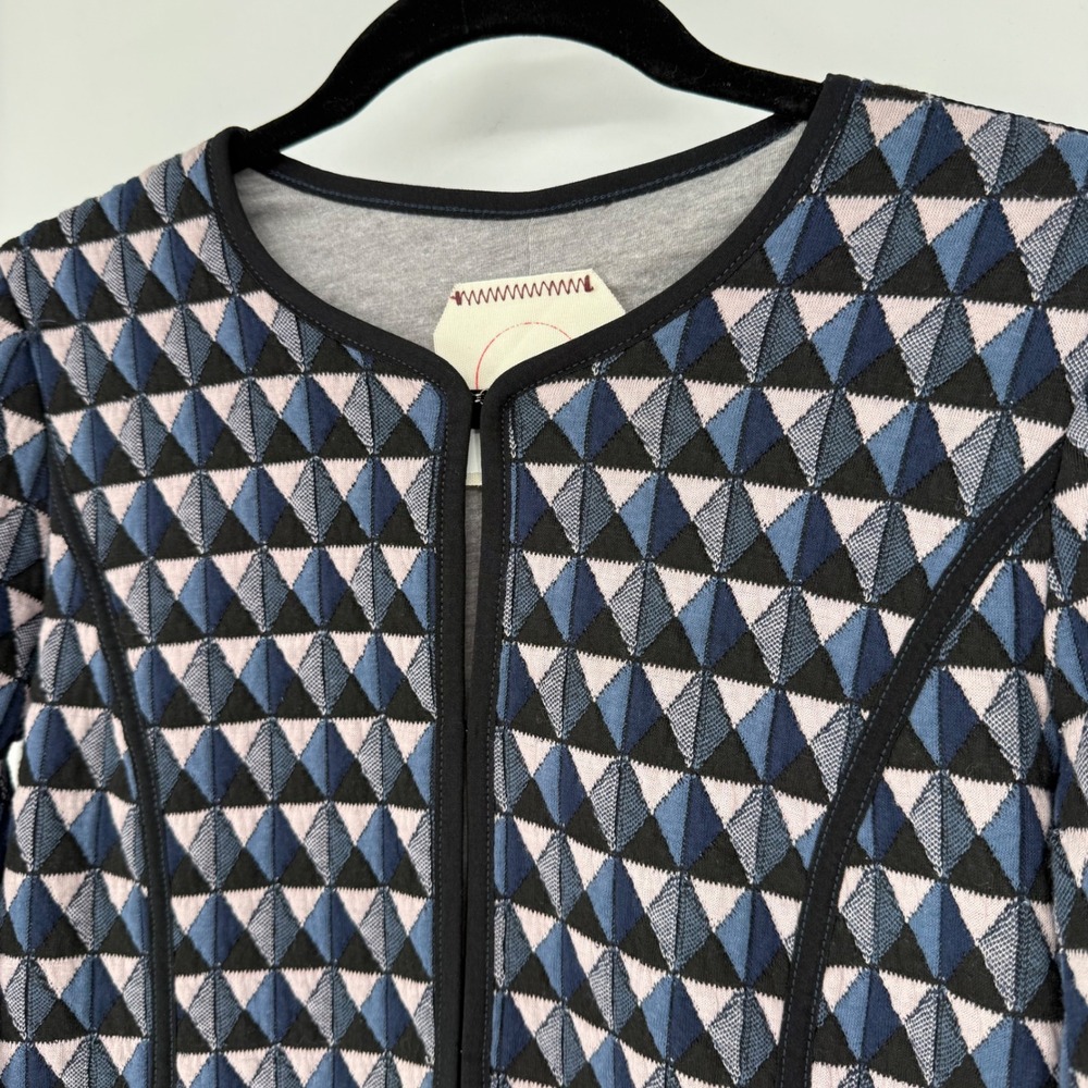ANTHROPOLOGIE HEI HEI VALO QUILTED JACKET XS DIAMOND GEOMETRIC PRINT - Picture 2 of 10